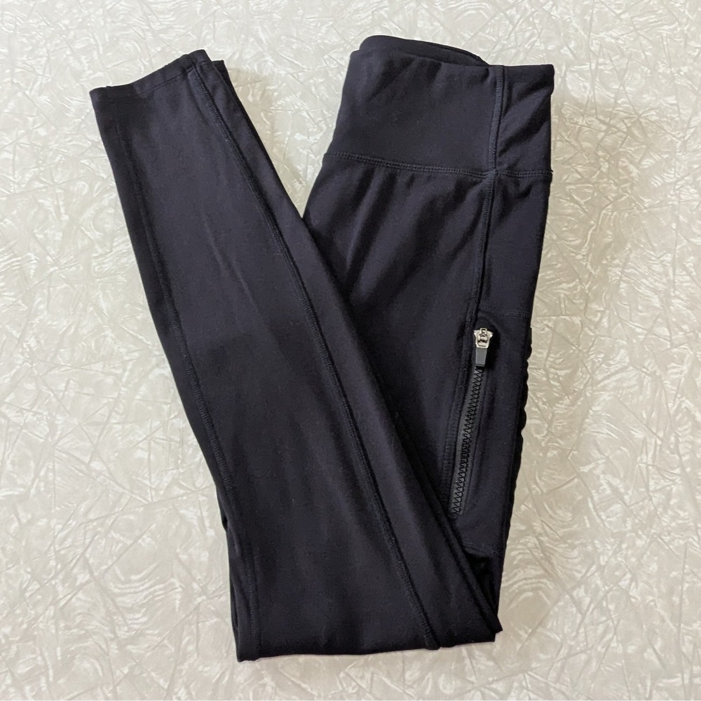Fabletics Motion365 Black High Waisted Leggings Ankle Zipper Pockets Large